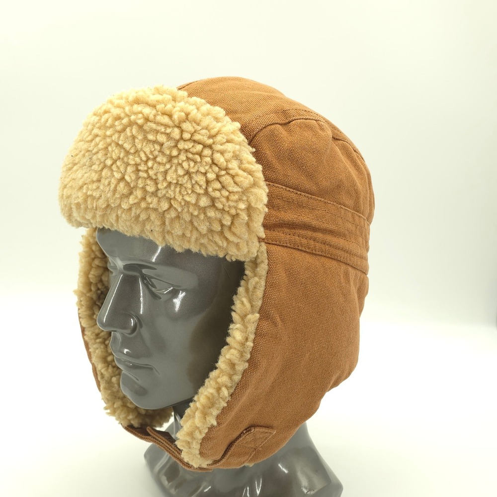 Levis Trapper Hat Mens L XL Brown Faux Shearling Ear Flap Winter Aviator Cap